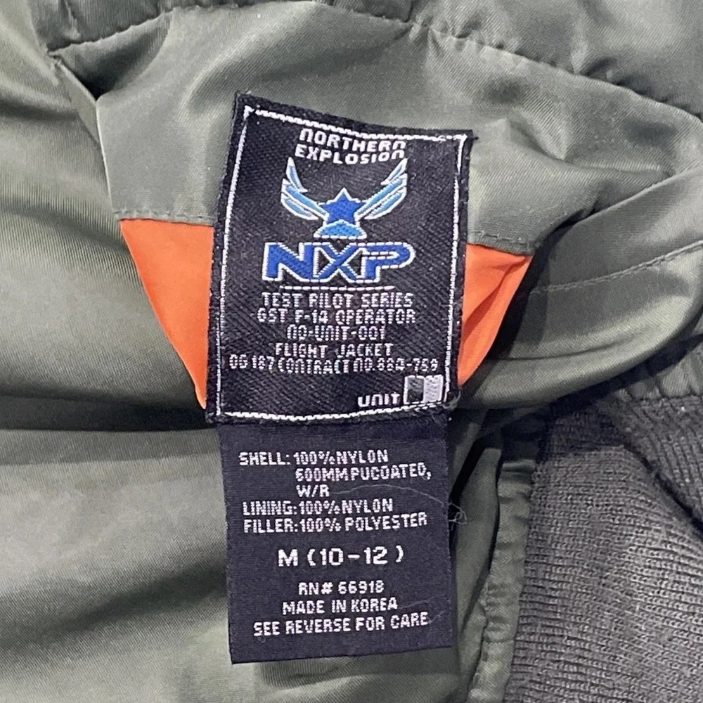 Northern Explosion NXP GST F-14 Operator Green Flight Bomber Jacket MA-1‎ Size M